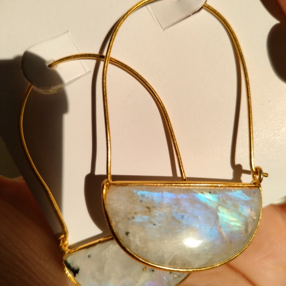 🌹The Quiet Luxury Collection🌹 Real Moonstone Gold Plated Earrings - Picture 4 of 17